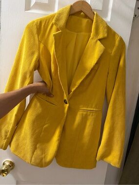 Yellow Corduroy Blazer Jacket - Women